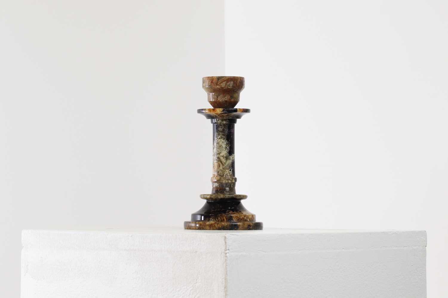 Lot 203 - A Derbyshire Blue John candlestick
