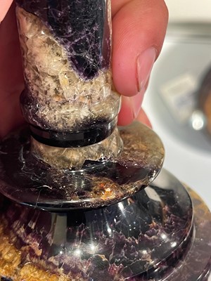 Lot 203 - A Derbyshire Blue John candlestick