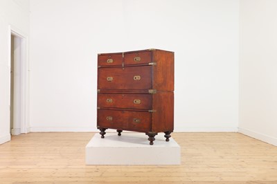 Lot 142 - A teak campaign chest