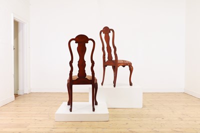 Lot 399 - A pair of walnut and marquetry side chairs