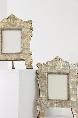 Lot 403 - A pair of mother-of-pearl veneered devotional tabernacle frames