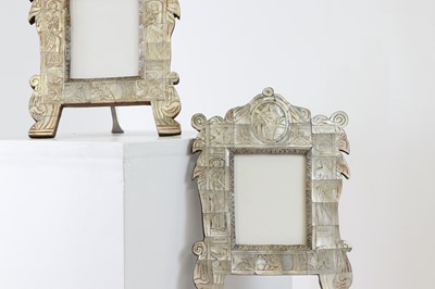 Lot 403 - A pair of mother-of-pearl veneered devotional tabernacle frames