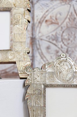 Lot 403 - A pair of mother-of-pearl veneered devotional tabernacle frames