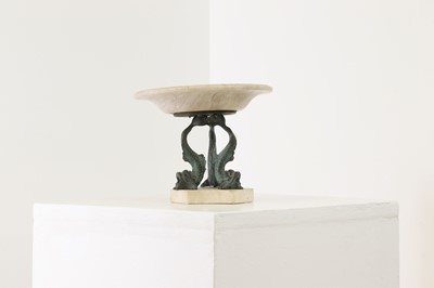 Lot 394 - A grand tour bronze and marble tazza