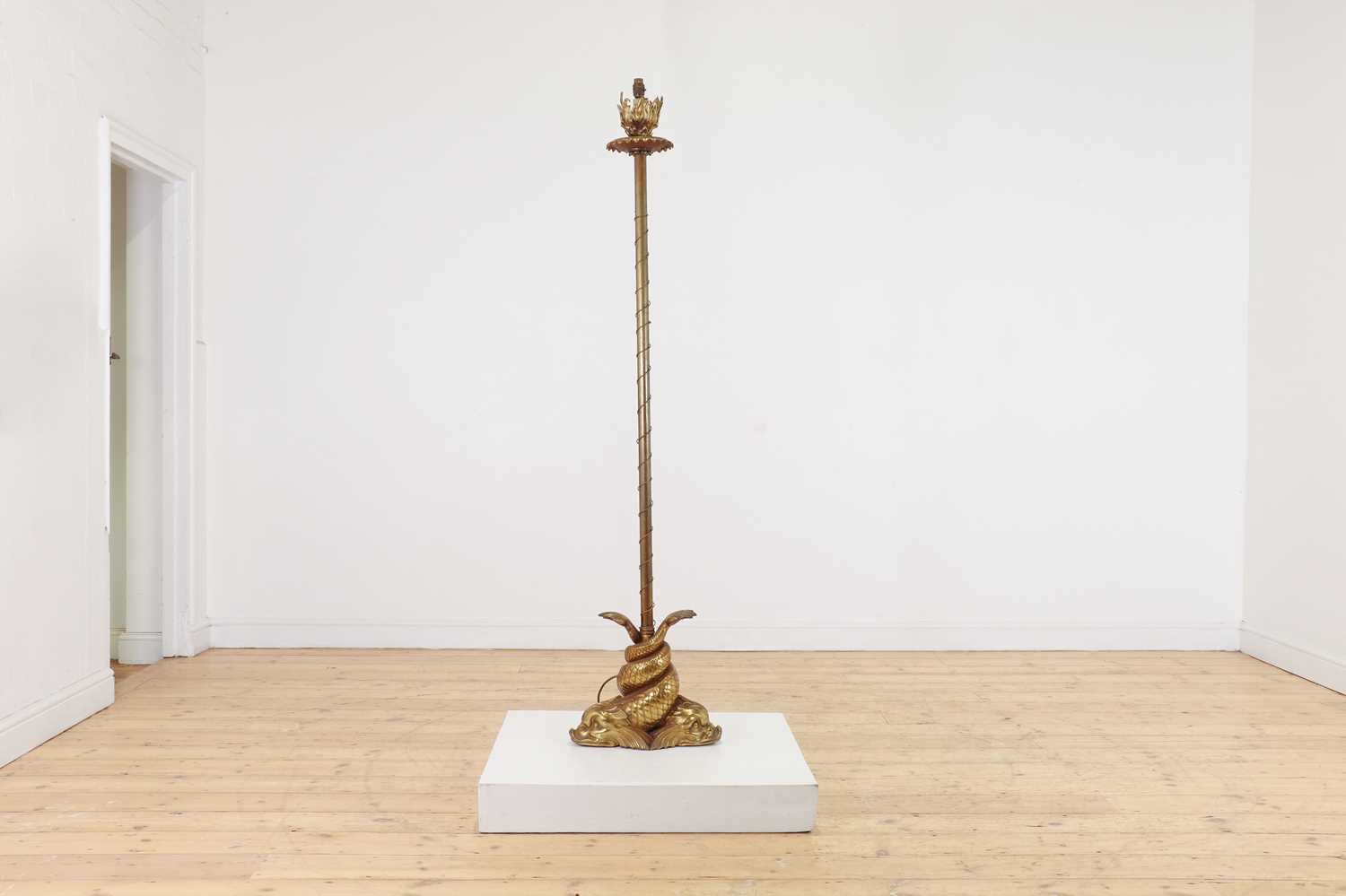 Lot 159 - A gilt-brass floor lamp
