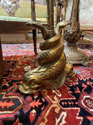 Lot 159 - A gilt-brass floor lamp