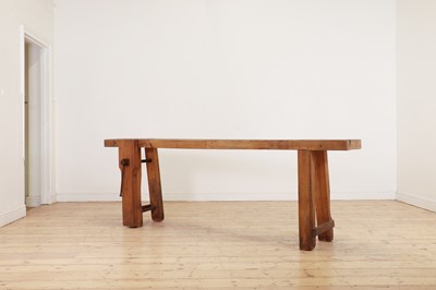 Lot 369 - A rustic elm workbench console table