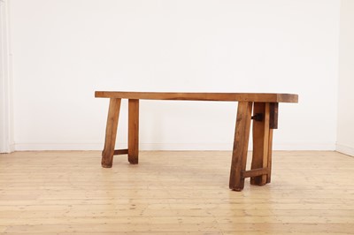Lot 369 - A rustic elm workbench console table