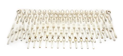 Lot 53 - A composed silver Fiddle and Thread table service