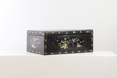 Lot 318 - A black-lacquered and mother-of-pearl inlaid collector's box