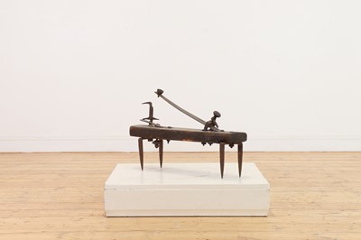 Lot 603 - An oak and iron knurr and spell trap