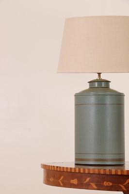 Lot 353 - A pair of painted toleware 'Camellia' table lamps by OKA