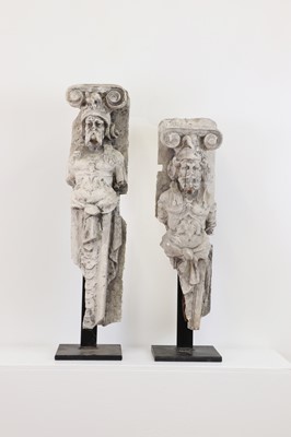 Lot 281 - Two Renaissance-style plaster figural corbels