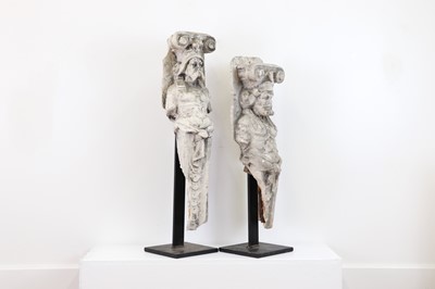 Lot 281 - Two Renaissance-style plaster figural corbels