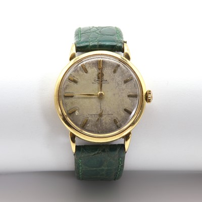 Lot 524 - A gentlemen's 18ct gold Omega automatic strap watch