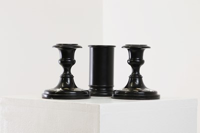 Lot 245 - A pair of Ashford marble candlesticks