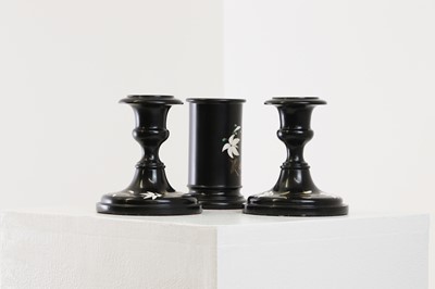 Lot 245 - A pair of Ashford marble candlesticks