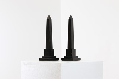 Lot 242 - A pair of Ashford black marble obelisks