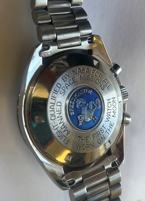Lot 283 - A gentlemen's stainless steel Omega 'Speedmaster' chronograph mechanical bracelet watch, c.1971.