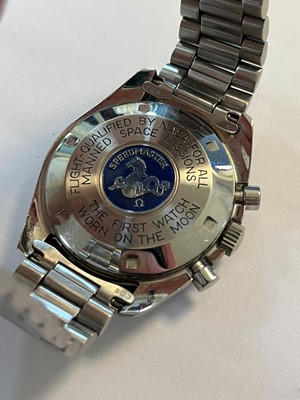 Lot 283 - A gentlemen's stainless steel Omega 'Speedmaster' chronograph mechanical bracelet watch, c.1971.