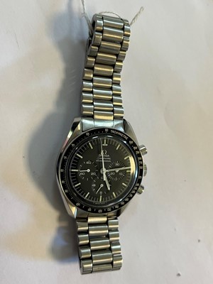 Lot 283 - A gentlemen's stainless steel Omega 'Speedmaster' chronograph mechanical bracelet watch, c.1971.