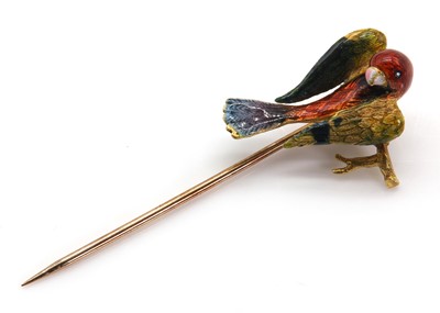 Lot 50 - A Victorian polychrome enamel stick pin