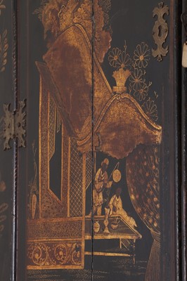 Lot 359 - A black and gilt japanned corner cabinet