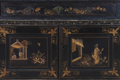 Lot 359 - A black and gilt japanned corner cabinet