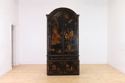 Lot 359 - A black and gilt japanned corner cabinet