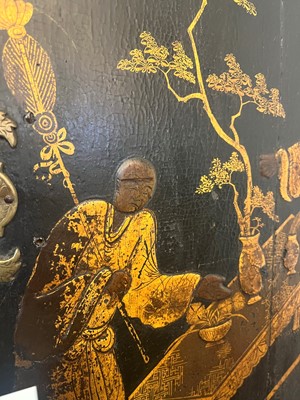 Lot 359 - A black and gilt japanned corner cabinet