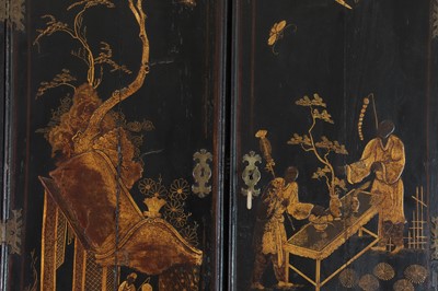 Lot 359 - A black and gilt japanned corner cabinet