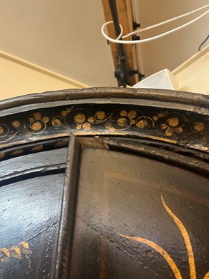 Lot 359 - A black and gilt japanned corner cabinet