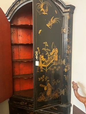 Lot 359 - A black and gilt japanned corner cabinet