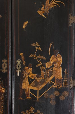 Lot 359 - A black and gilt japanned corner cabinet