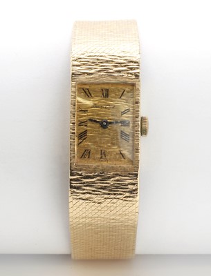 Lot 553 - A ladies' 9ct gold Bueche Girod mechanical bracelet watch, c.1970