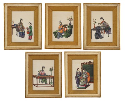 Lot 277 - A collection of five Chinese pith paper paintings