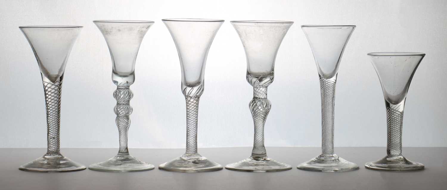 Lot 177 - A group of air twist wine glasses