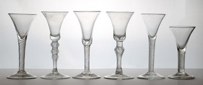Lot 177 - A group of air twist wine glasses