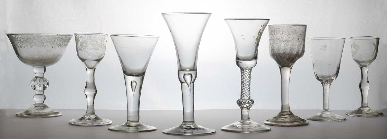 Lot 178 - A collection of plain stem drinking glasses
