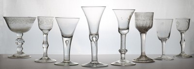 Lot 178 - A collection of plain stem drinking glasses