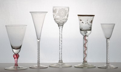 Lot 180 - A group of five 18th century style drinking glasses