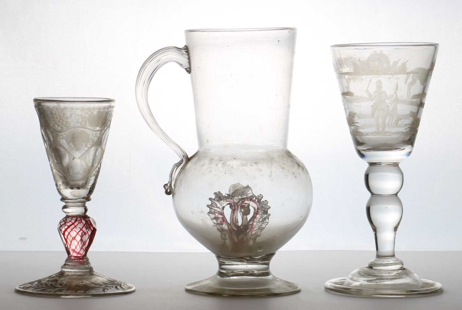 Lot 201 - A Facon de Venise style glass jug