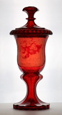Lot 219 - A large Bohemian flashed cup and cover