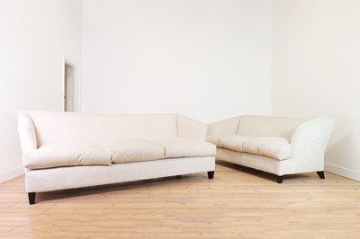Lot 351 - A pair of three-seater sofas