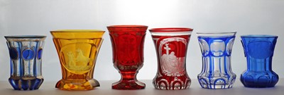 Lot 212 - A group of Bohemian glass spa type beakers