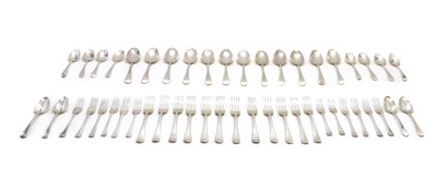 Lot 108 - A silver Hanoverian pattern table service for twelve