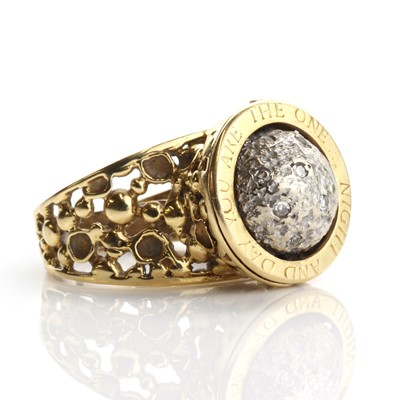 Lot 198 - An 18ct gold lapis lazuli and diamond ring, attributed to John Donald