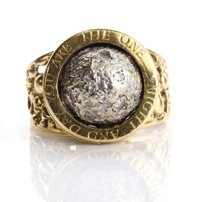Lot 198 - An 18ct gold lapis lazuli and diamond ring, attributed to John Donald