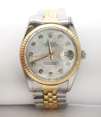 Lot 542 - A gentlemen's bi-colour Rolex Oyster Perpetual Datejust bracelet watch