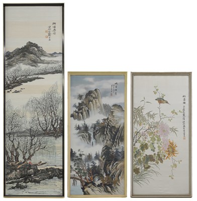 Lot 65 - Three Chinese embroidered panels
